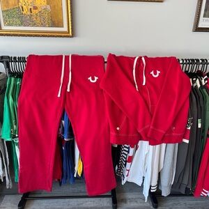 True Religion Red Zip Up Sweater